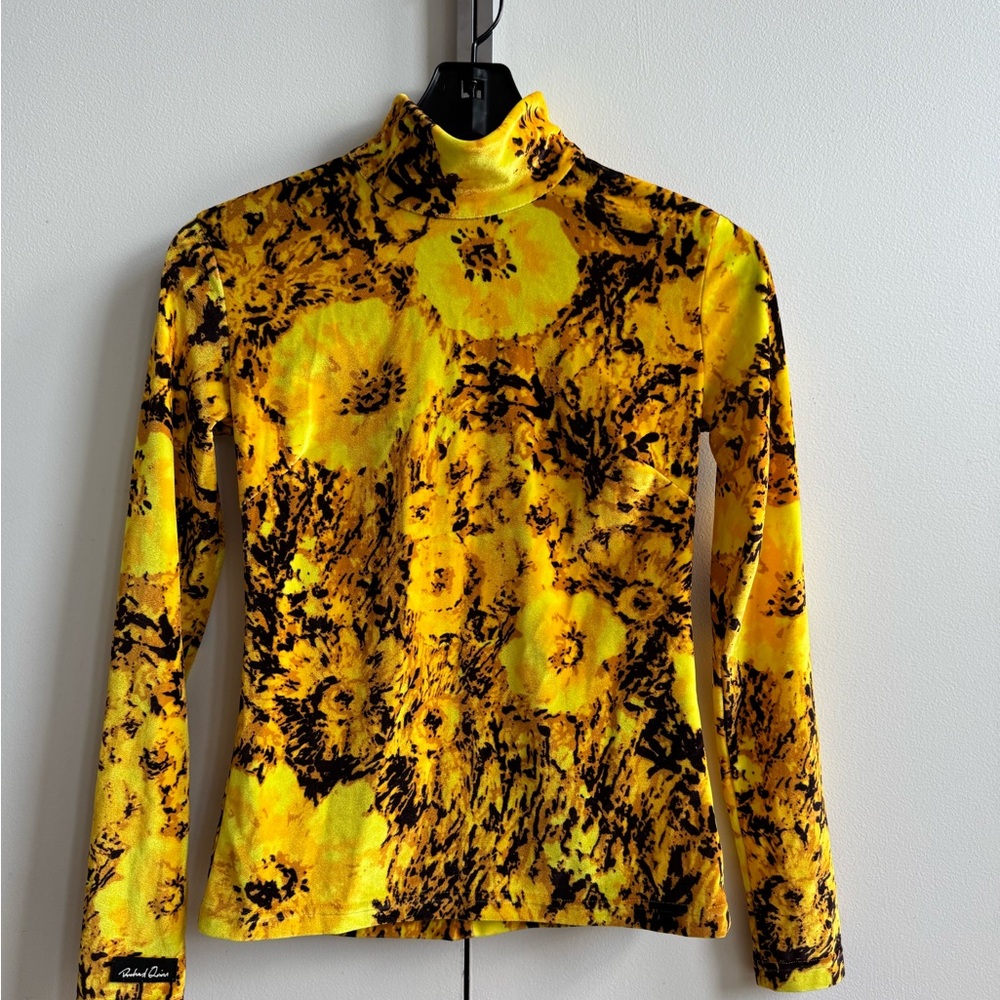 Richard Quinn velvet yellow shirt with flowers